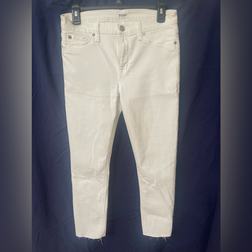 Hudson white skinny ankle jeans